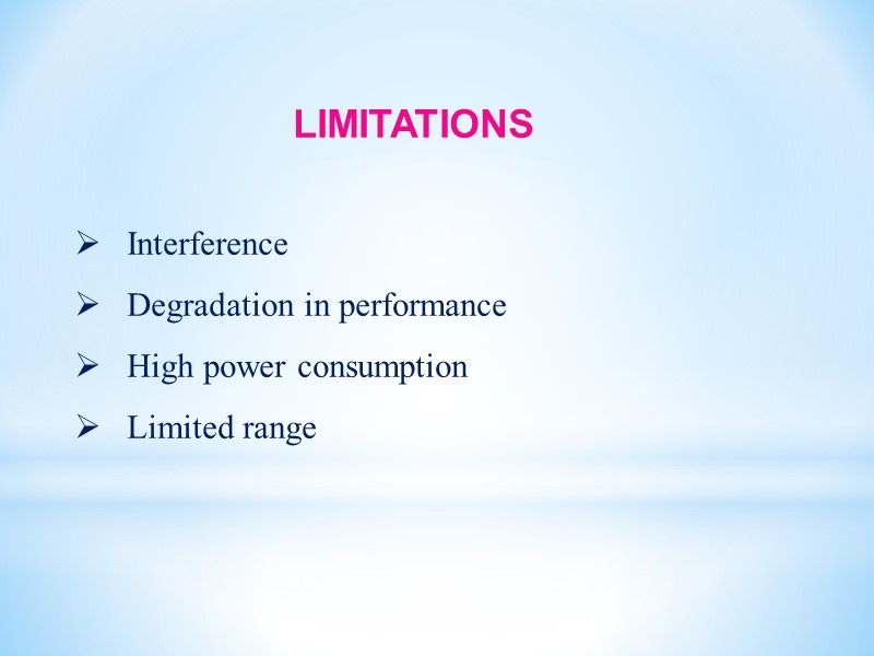 LIMITATIONS    Interference    Degradation in performance   
